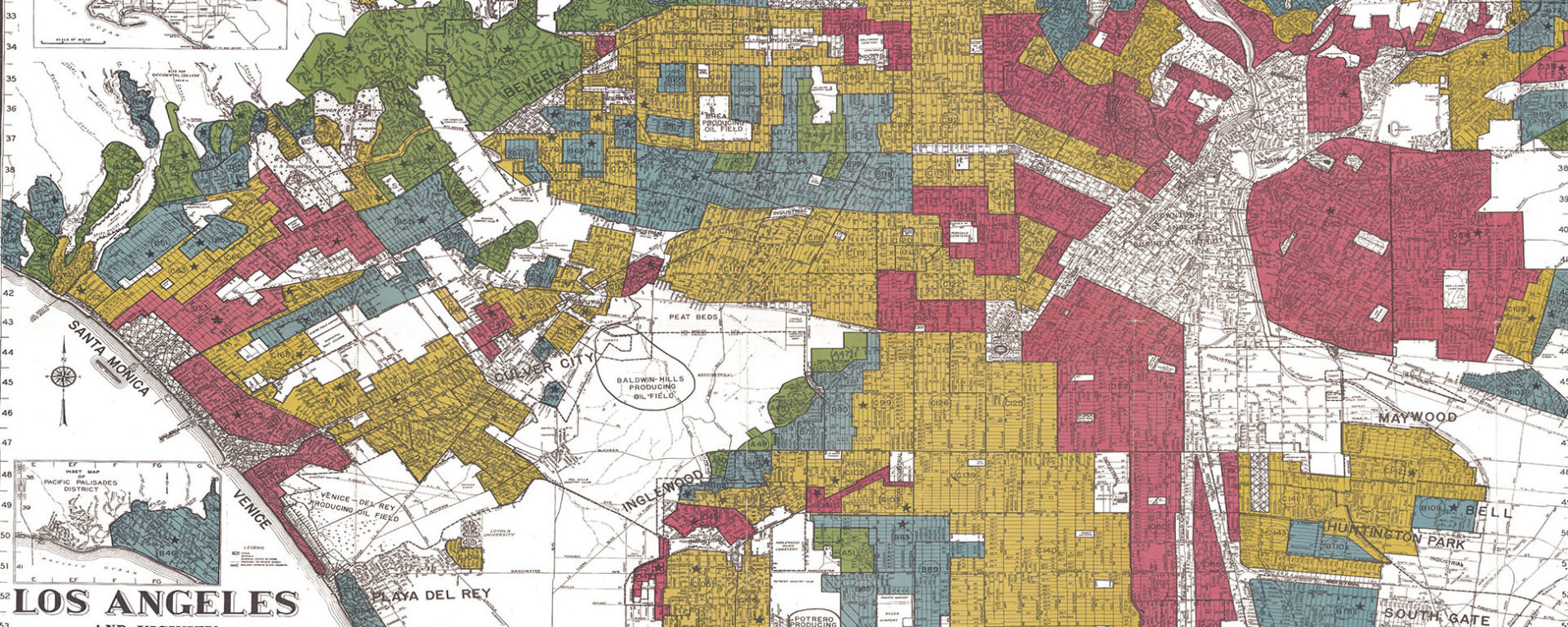 Map of redlining, Los Angeles
